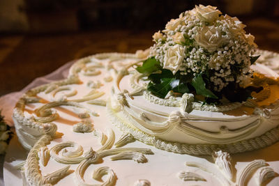 Close-up of bouquet on table