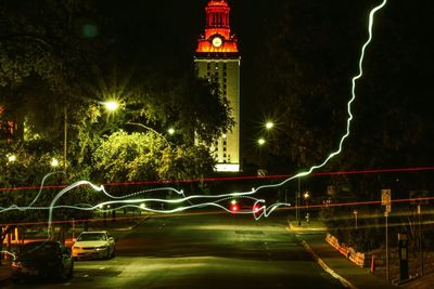 Illuminated street light at night
