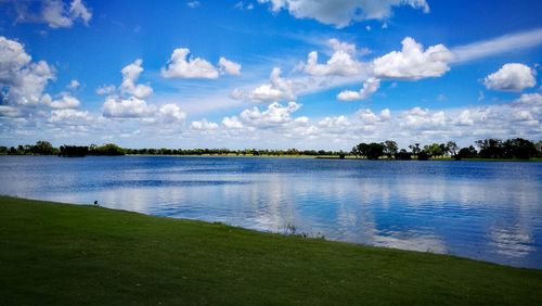 Scenic view of lake against sky