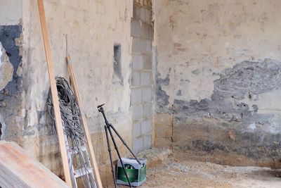 Damaged wall of old building