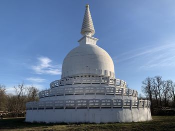 View of white building - buddhist relic stupa - against sky