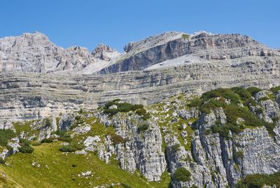 Scenic view of mountains against clear sky