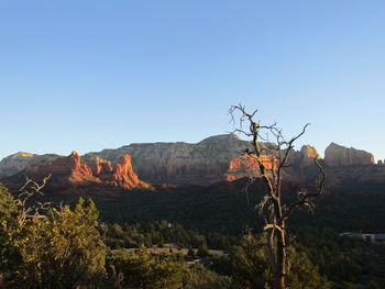 Scenic view of mountains against clear sky