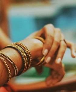 Close-up of woman hand