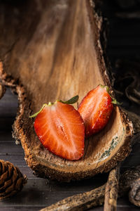 Close-up of strawberries on table