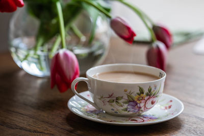 Close-up of tea served on table