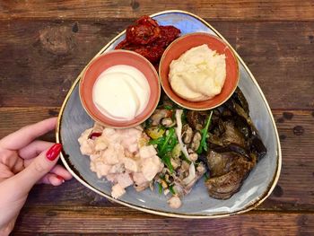 Close-up of a plate full with different kind of food