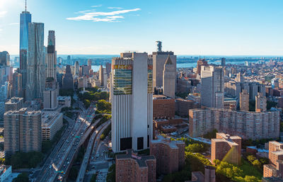 Aerial view of buildings in city