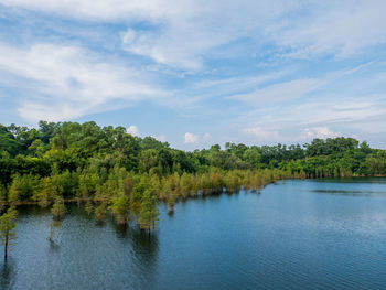 Scenic view of lake against sky