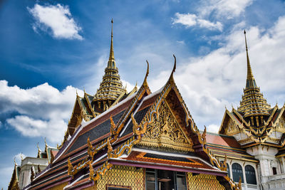 Low angle view of temple building against sky