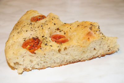 High angle view of bread in plate