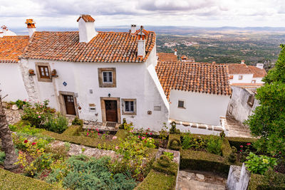 View of picturesque houses of the fortified city of marvao and the serra de sao mamede, portugal