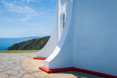 Scenic view of sea against blue sky