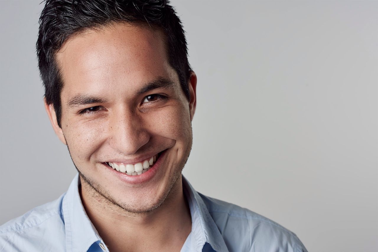 portrait, looking at camera, young adult, young men, person, headshot, front view, lifestyles, studio shot, white background, leisure activity, mid adult men, copy space, mid adult, close-up, head and shoulders, beard, smiling