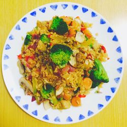 Directly above shot of food in plate