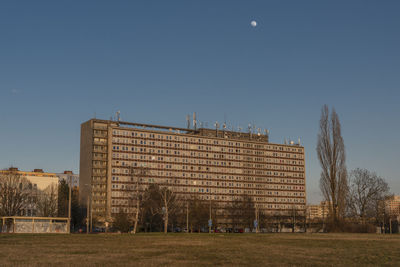 View of buildings against clear sky