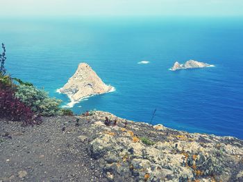 Scenic view of sea and rocks