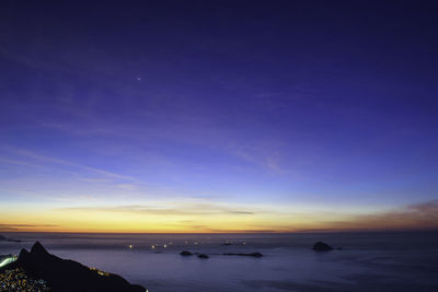 Scenic view of sea against sky at sunset