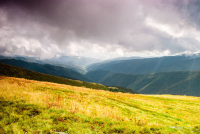 Scenic view of mountains against sky