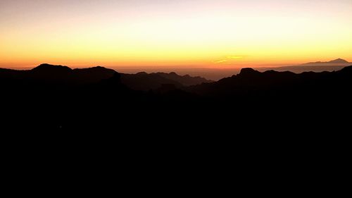 Scenic view of mountains at sunset