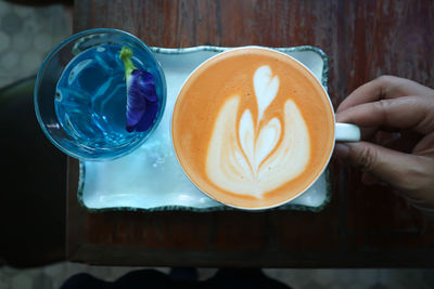 Close-up of coffee served on table