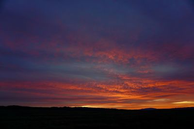 Scenic view of dramatic sky during sunset