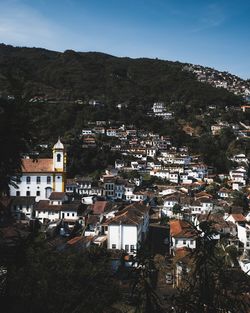 High angle view of townscape against sky