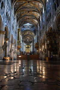 Interior of illuminated cathedral