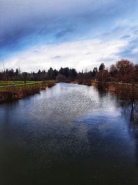 Scenic view of lake against sky