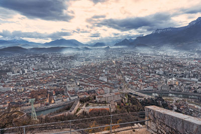 High angle view of townscape against sky