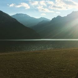 Scenic view of mountains against sky