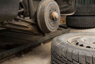 Close-up of rusty machine part