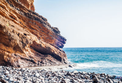 Scenic view of sea against clear sky