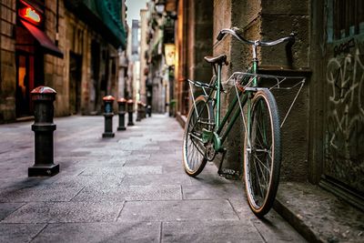 Bicycles parked in alley