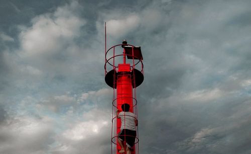 Low angle view of lighthouse against sky