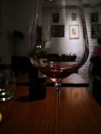 Close-up of wine glass on table