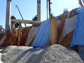 Low angle view of clothes drying on rock