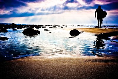 Scenic view of sea against cloudy sky