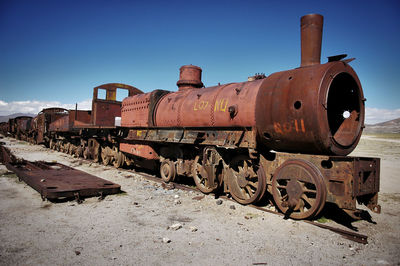 Abandoned train on railroad track