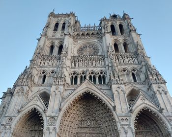 Low angle view of historic building against clear sky
