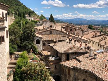 High angle view of townscape against sky