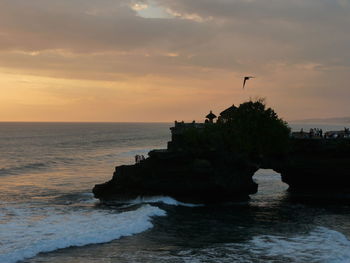 Scenic view of sea during sunset