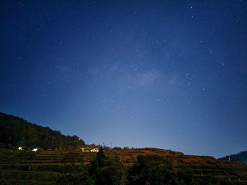 Scenic view of landscape against sky at night