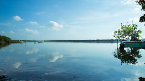 Scenic view of lake against sky