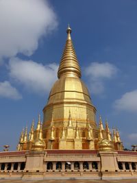 Low angle view of temple building against sky