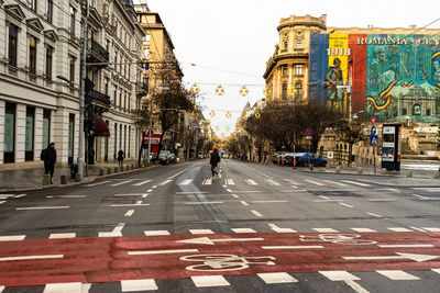 View of city street and buildings