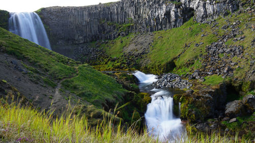 Scenic view of waterfall