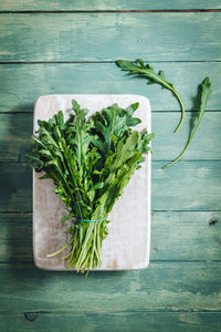 High angle view of vegetables on table