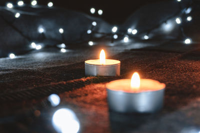 Close-up of illuminated candle