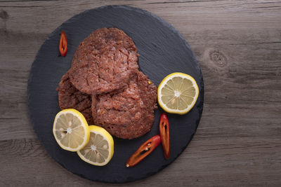 Directly above shot of fruits on table